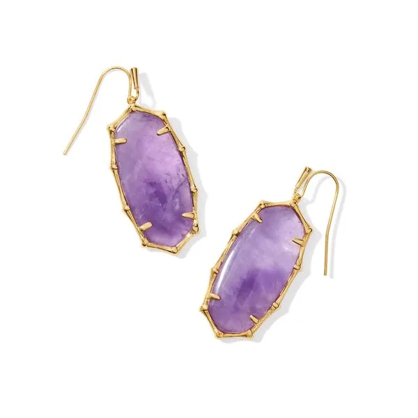 Kendra Scott Retired Dark Purple Amethyst Gold Drop Earrings Lee Ann's Fine Jewelry Russellville, AR