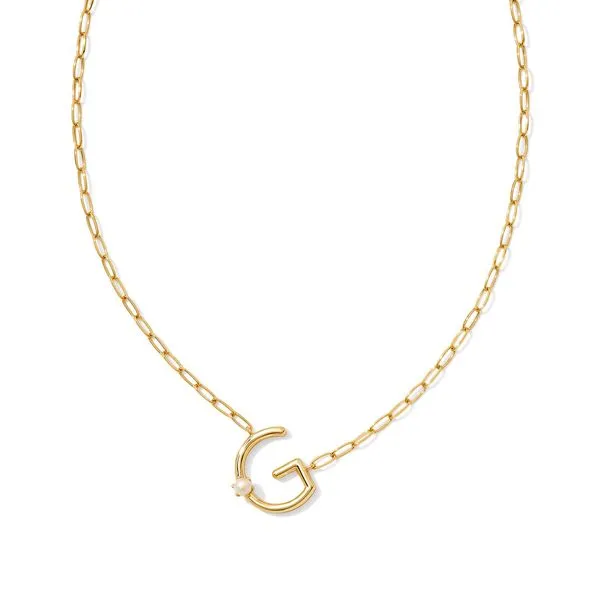 Kendra Scott Retired Pearl Letter G Gold Necklace Lee Ann's Fine Jewelry Russellville, AR