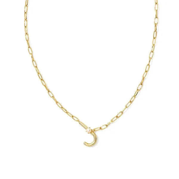 Kendra Scott Retired Pearl Letter J Gold Necklace Lee Ann's Fine Jewelry Russellville, AR