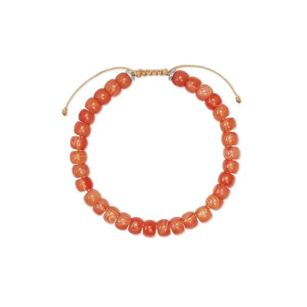 SCOTT BROS. by Kendra Scott Bracelet Cade Beaded Oxidized Silver Corded Bracelet In Orange Banded Agate Lee Ann's Fine Jewelry Russellville, AR