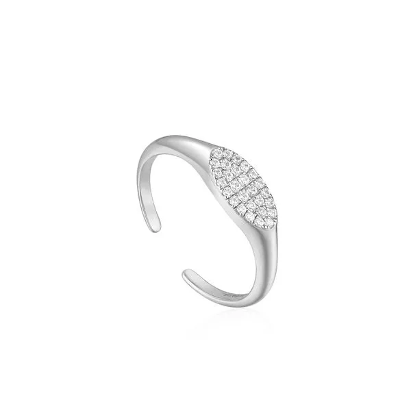 ANIA HAIE Platinum Glam Adjustable Signet Ring Lee Ann's Fine Jewelry Russellville, AR