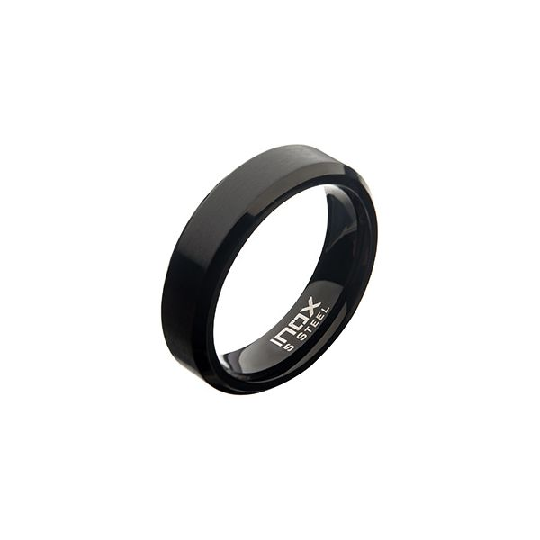 Men's Matte Stainless & Black IP Beveled Ring Lee Ann's Fine Jewelry Russellville, AR