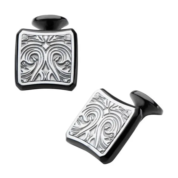 Men's Black IP Stainless Steel Bold Ornate Texture Cufflinks Lee Ann's Fine Jewelry Russellville, AR