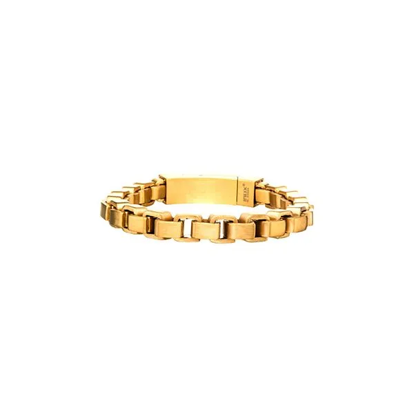 Men's Stainless Steel and Gold IP Bold Box with Magnetic Overlap Clasp Bracelet Lee Ann's Fine Jewelry Russellville, AR