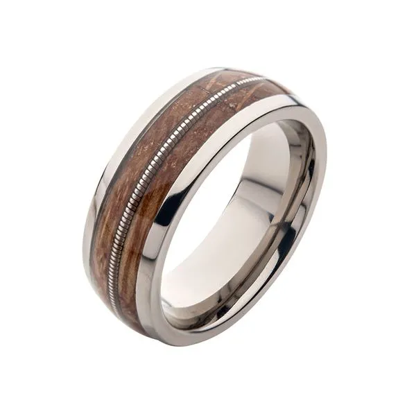 Men's Clear Resin & Whiskey Barrel Wood Inlay Titanium Comfort Fit Ring Lee Ann's Fine Jewelry Russellville, AR