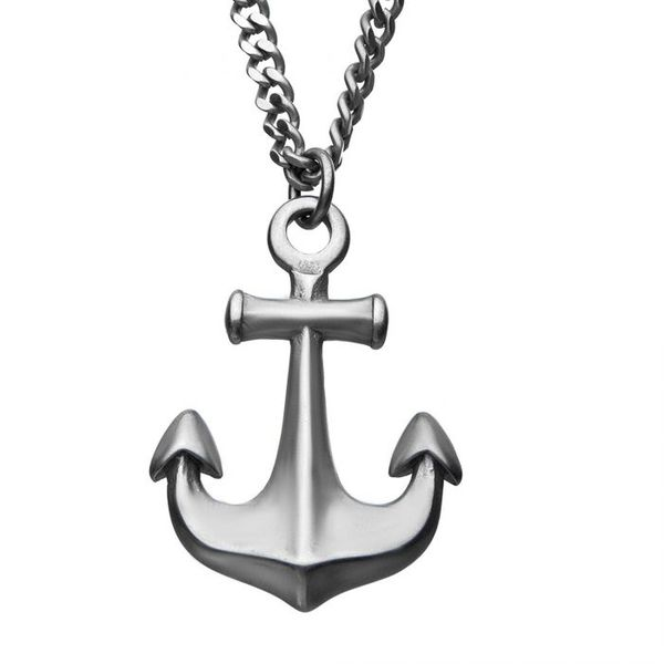 Men's Stainless Steel Antiqued Finish Nautical Anchor Pendant Lee Ann's Fine Jewelry Russellville, AR