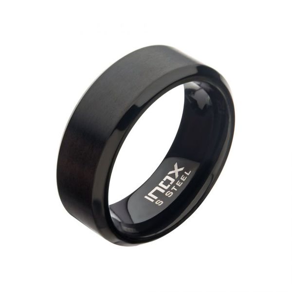Men's Matte Stainless & Black IP Beveled Ring Lee Ann's Fine Jewelry Russellville, AR