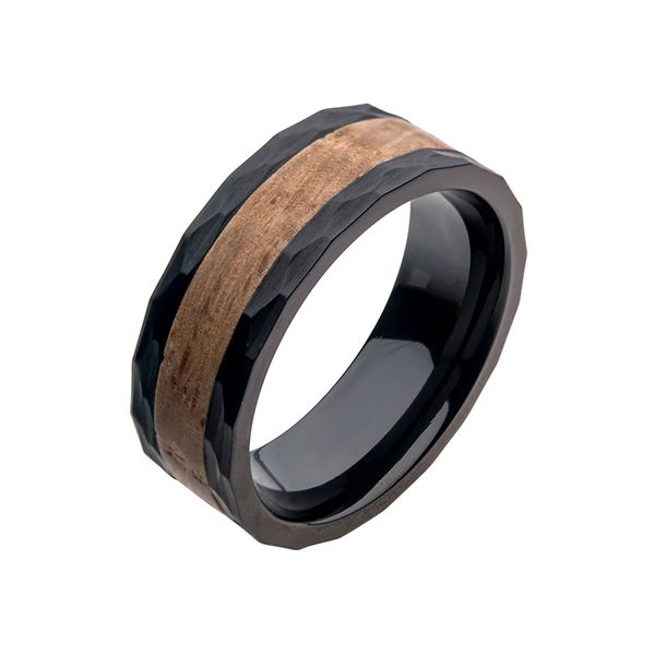 Stainless Steel Black PVD Men's Band with Wooden Inlay Lee Ann's Fine Jewelry Russellville, AR