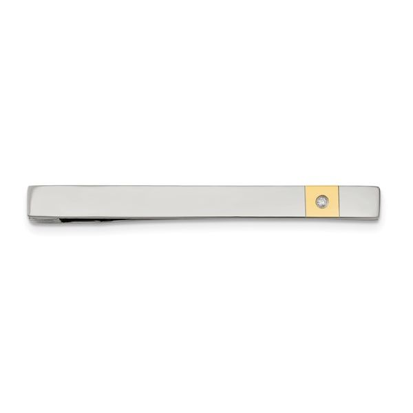 Men's Yellow IP-Plated Diamond Accent Tie Bar Lee Ann's Fine Jewelry Russellville, AR