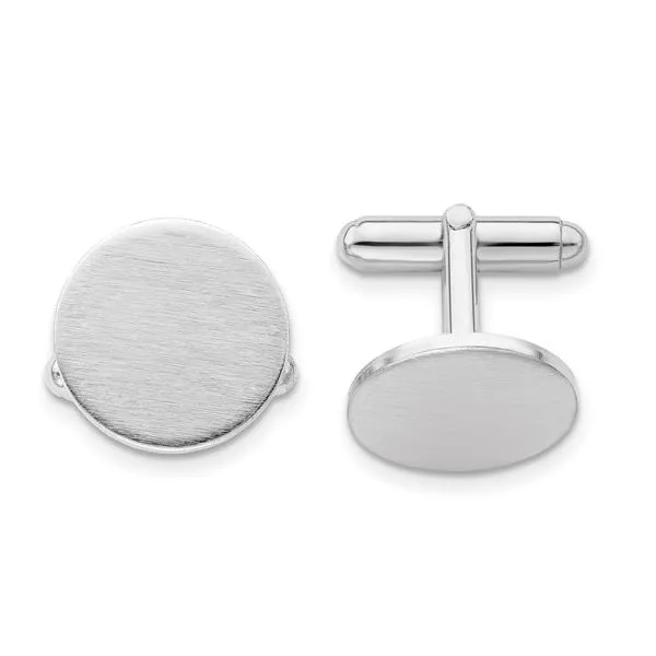 Men's Rhodium-plated Satin Round Engravable Cuff Links Lee Ann's Fine Jewelry Russellville, AR