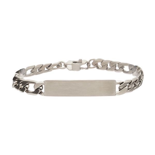 Men's Stainless Steel Engravable Double ID Plated with Curb Chain Bracelet Lee Ann's Fine Jewelry Russellville, AR