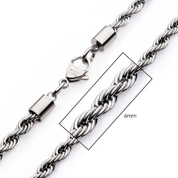 Men's Stainless Steel 6mm Rope Chain Necklace Lee Ann's Fine Jewelry Russellville, AR