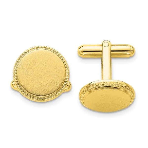 Kelly Waters Gold-plated Satin Florentine Round Beaded Cuff Links Lee Ann's Fine Jewelry Russellville, AR