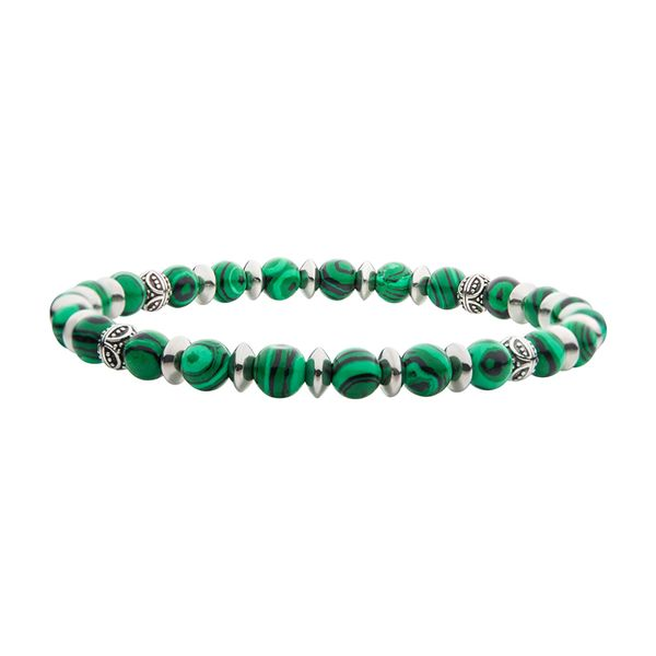 Men's Malachite Stones with Black Oxidized Beads Bracelet Lee Ann's Fine Jewelry Russellville, AR