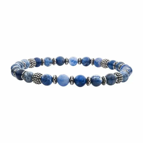 Men's Blue Sodalite Stones with Black Oxidized Beads Bracelet Lee Ann's Fine Jewelry Russellville, AR