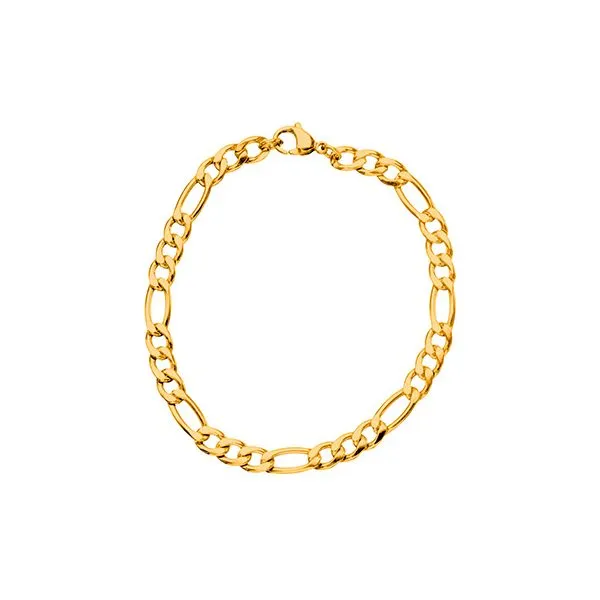 Men's Stainless Steel Gold IP Figaro Chain Bracelet Lee Ann's Fine Jewelry Russellville, AR