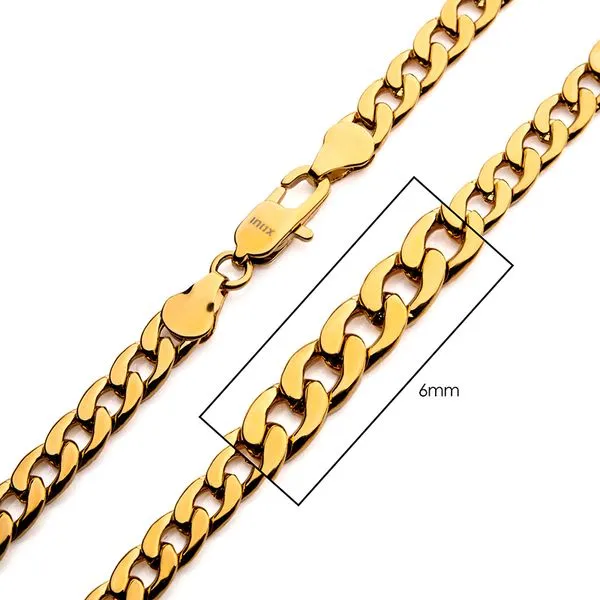 Men's Stainless Steel 18K Gold IP Classic Curb Chain Necklace Lee Ann's Fine Jewelry Russellville, AR