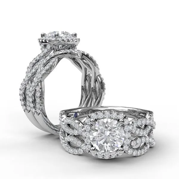 Cushion Halo Twist Engagement Ring Image 2 LeeBrant Jewelry & Watch Co Sandy Springs, GA