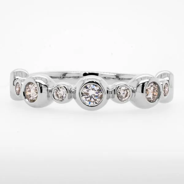 14K White Gold Diamond Bezel Half Anniversary Wedding Band LeeBrant Jewelry & Watch Co Sandy Springs, GA