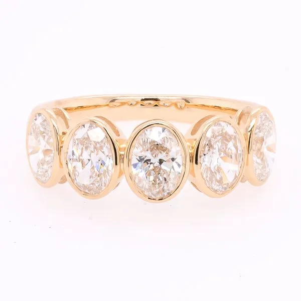 14K Yellow Gold 5 Stone Oval Bezel Set Diamond Wedding Band LeeBrant Jewelry & Watch Co Sandy Springs, GA