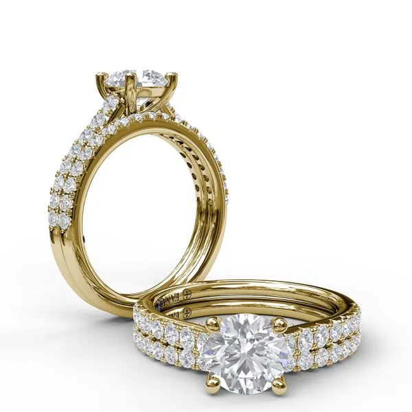 Classic Pave Round Cut Engagement Matching Band Ring Image 2 LeeBrant Jewelry & Watch Co Sandy Springs, GA