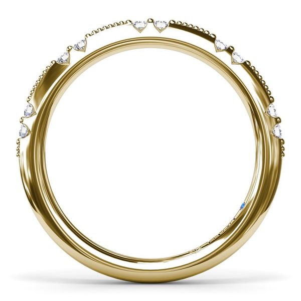 14K Yellow Gold Milgrain Knife Edge Diamond Wedding Band Image 2 LeeBrant Jewelry & Watch Co Sandy Springs, GA