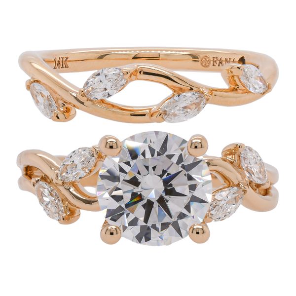 14K Yellow Gold Flower Vine Diamond Wedding Band Image 5 LeeBrant Jewelry & Watch Co Sandy Springs, GA