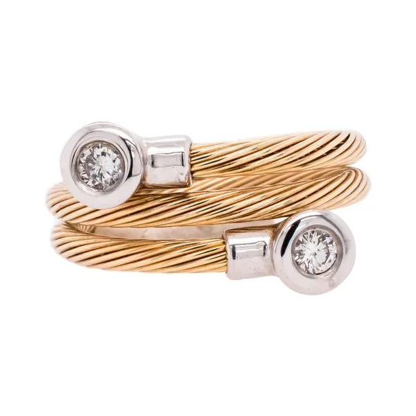14ct Gold Rope Triple Wound Fashion Ring with two Bezel Diamonds LeeBrant Jewelry & Watch Co Sandy Springs, GA