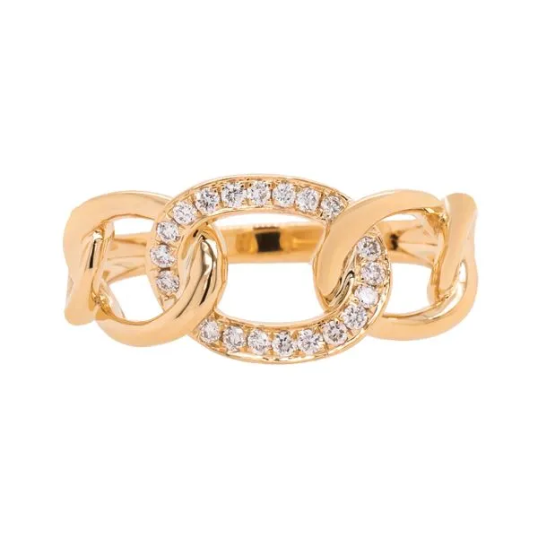 18K Yellow Gold Chain Link Diamond Fashion Ring LeeBrant Jewelry & Watch Co Sandy Springs, GA