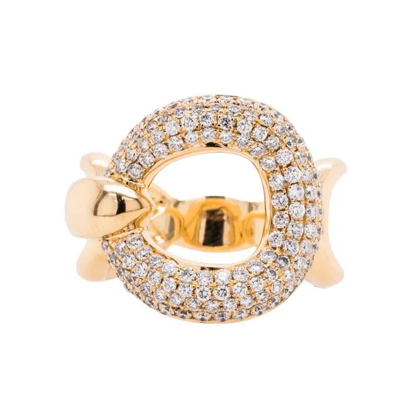 18K Yellow Gold Diamond Circle Yellow Gold Ring with Links LeeBrant Jewelry & Watch Co Sandy Springs, GA