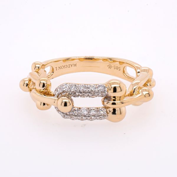 Yellow Gold Paper Clip Diamond Fashion Ring Image 2 LeeBrant Jewelry & Watch Co Sandy Springs, GA