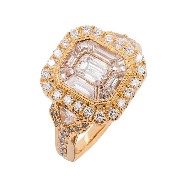 18K Yellow Gold Antique Mutli-Stone Diamond Ring Image 2 LeeBrant Jewelry & Watch Co Sandy Springs, GA