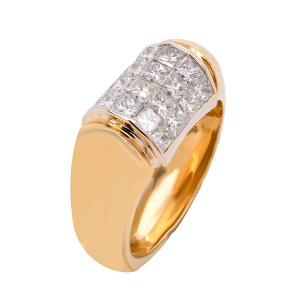 18K Yellow Gold Rounded Pave Diamond Ring Image 2 LeeBrant Jewelry & Watch Co Sandy Springs, GA