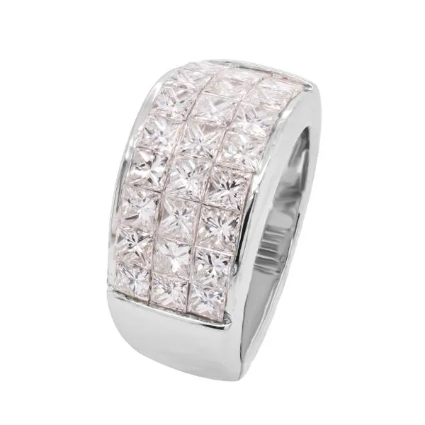 18K White Gold Princess Cut Diamond Pave Ring Image 2 LeeBrant Jewelry & Watch Co Sandy Springs, GA