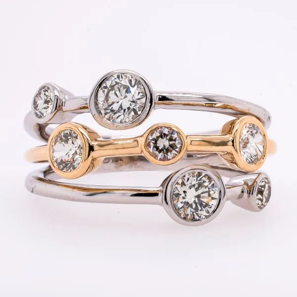 14K Yellow and White Gold Stacked Diamond Bezel Ring LeeBrant Jewelry & Watch Co Sandy Springs, GA