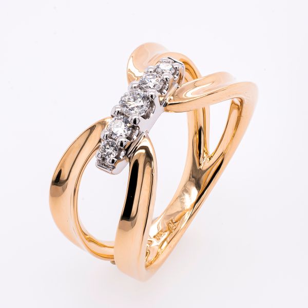 14K Yellow and White Gold Diamond Bow Fashion Ring Image 3 LeeBrant Jewelry & Watch Co Sandy Springs, GA