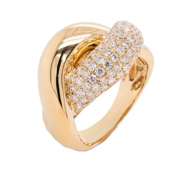 18K Yellow Gold Diamond Crossover Fashion Ring Image 2 LeeBrant Jewelry & Watch Co Sandy Springs, GA