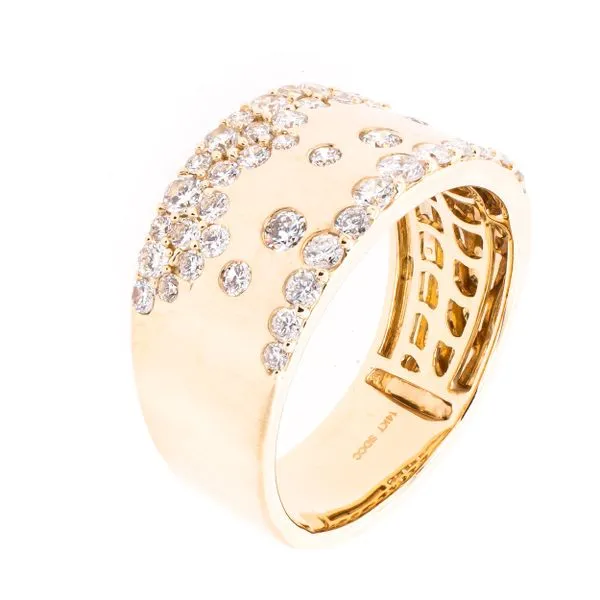 14K Yellow Gold Diamond Scattered Wide Fashion Ring Image 2 LeeBrant Jewelry & Watch Co Sandy Springs, GA