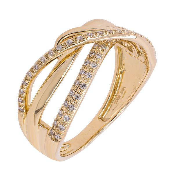 14K Yellow Gold Diamond Crossover Fashion Ring Image 2 LeeBrant Jewelry & Watch Co Sandy Springs, GA