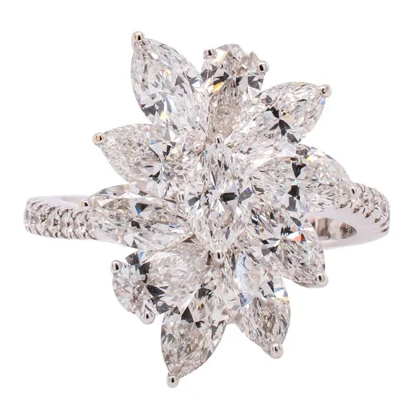 18K White Gold Diamond Cluster Flower Ring LeeBrant Jewelry & Watch Co Sandy Springs, GA