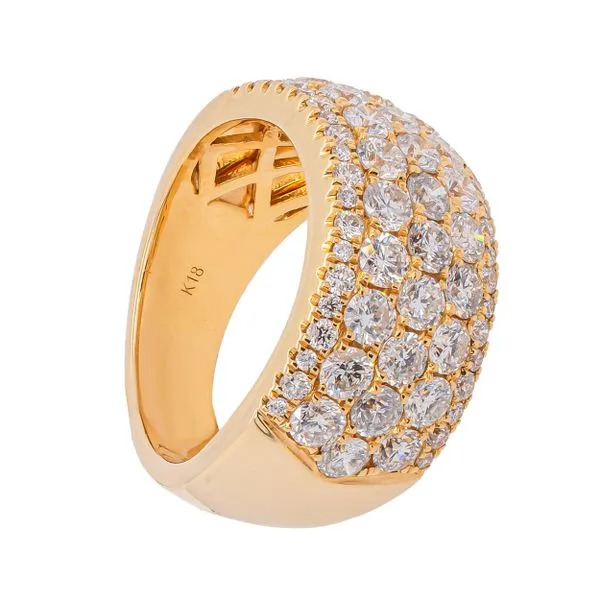 18K Yellow Gold Dome Diamond Cigar Band Image 2 LeeBrant Jewelry & Watch Co Sandy Springs, GA
