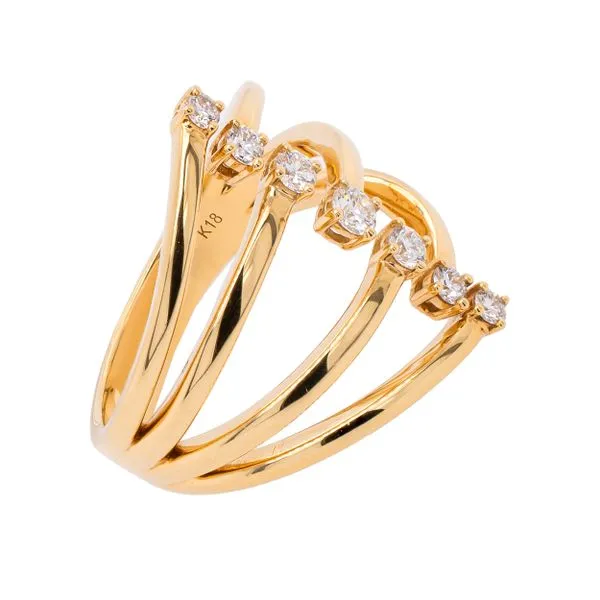 18K Yellow Gold Diamond Triple Stack Diamond Ring Image 2 LeeBrant Jewelry & Watch Co Sandy Springs, GA