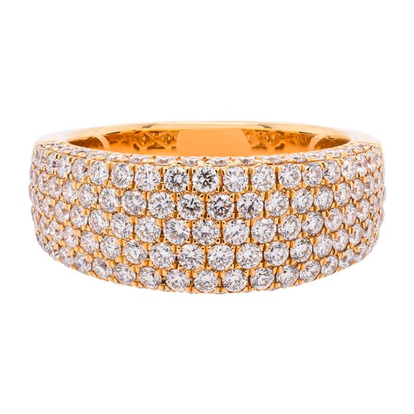 18K Yellow Gold Diamond Flat Edge Band with side Diamonds LeeBrant Jewelry & Watch Co Sandy Springs, GA