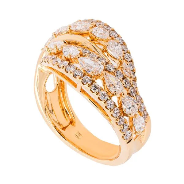 18K Yellow Gold Diamond Pear Crossover Ring Image 2 LeeBrant Jewelry & Watch Co Sandy Springs, GA