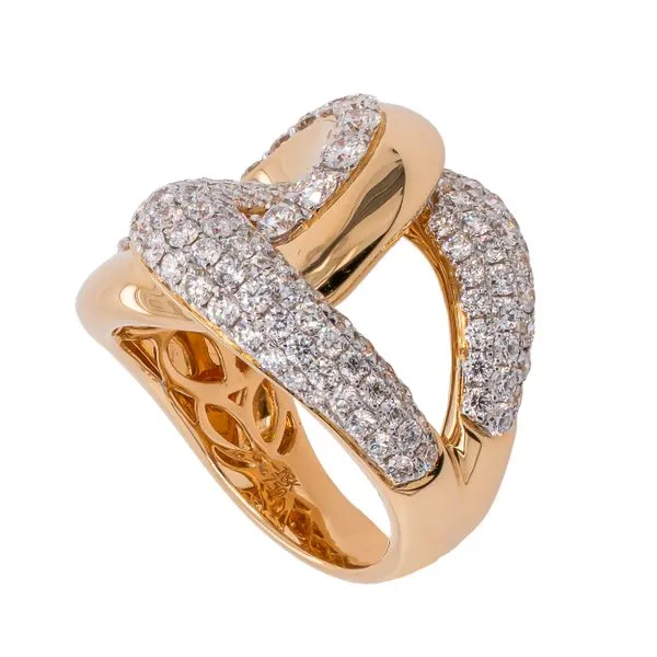 18K Yellow Gold Large Double Loop Diamond Ring Image 2 LeeBrant Jewelry & Watch Co Sandy Springs, GA