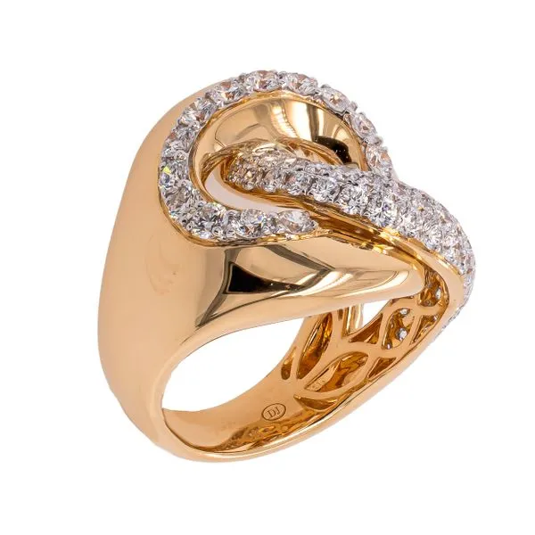 18K Yellow Gold Large Double Loop Diamond Ring Image 3 LeeBrant Jewelry & Watch Co Sandy Springs, GA