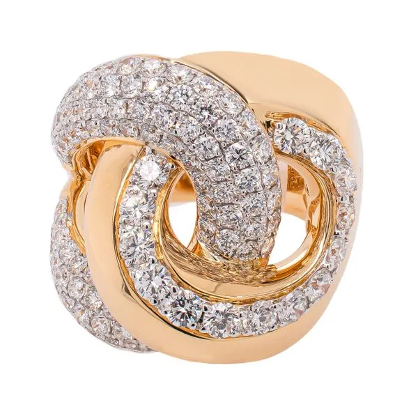 18K Yellow Gold Large Double Loop Diamond Ring LeeBrant Jewelry & Watch Co Sandy Springs, GA