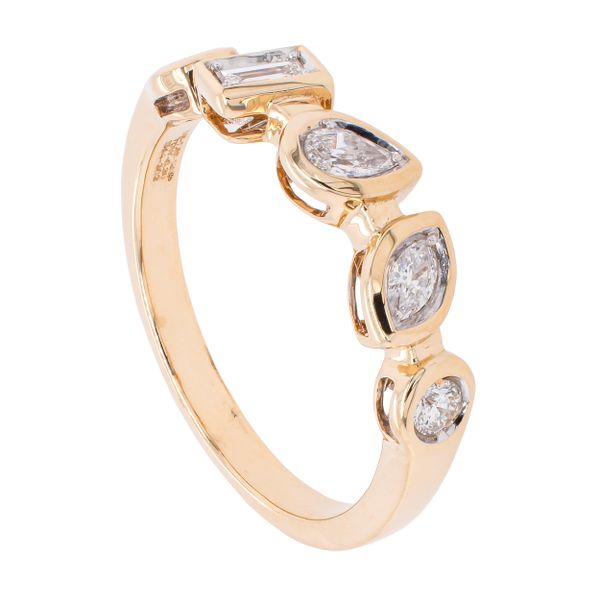 14K Yellow Gold Bezeled Multi-Shaped Diamond Fashion Ring Image 2 LeeBrant Jewelry & Watch Co Sandy Springs, GA