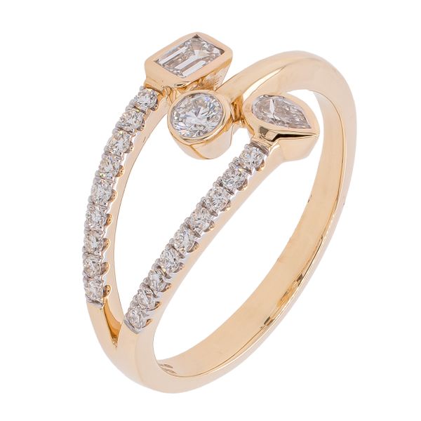 14K Yellow Gold Bypass Shape Diamond Ring Image 2 LeeBrant Jewelry & Watch Co Sandy Springs, GA