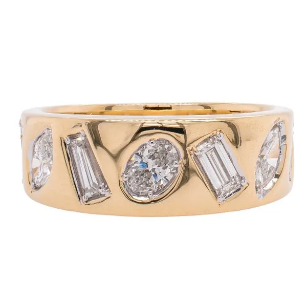 14K Yellow Gold Bezel Shape Flat Cigar Diamond Band LeeBrant Jewelry & Watch Co Sandy Springs, GA